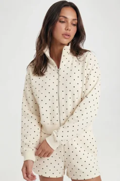 Sweat-shirt À Col Cheminée Et Fermeture Éclair À Pois
