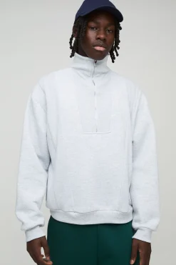 boohooMAN Sweatshirt Col Cheminée Surdimensionné avec Détails Côtelés<Homme Sweats À Capuche Et Sweatshirts|Sweats À Capuche Et Sweats