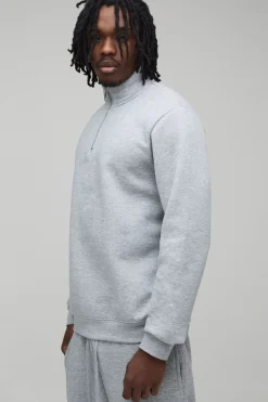 boohooMAN Sweatshirt Col Montant À Fermeture Éclair Quart Coupe Regular Basique Tall<Homme Tout Afficher|Sweats À Capuche Tall