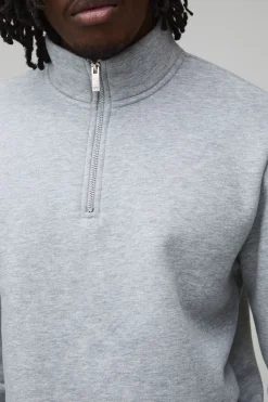 boohooMAN Sweatshirt Col Montant À Fermeture Éclair Quart Coupe Regular Basique Tall<Homme Tout Afficher|Sweats À Capuche Tall