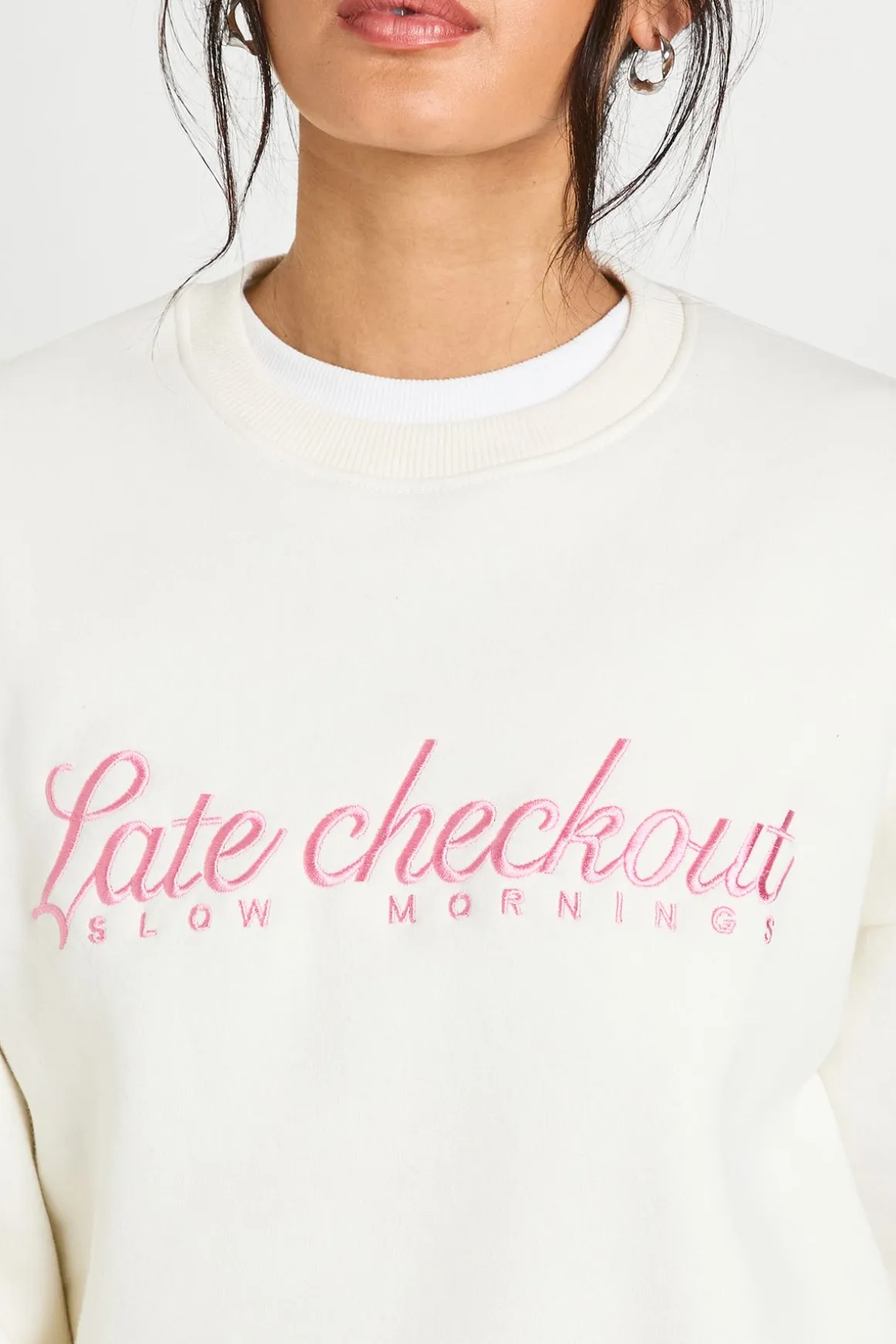 Sweatshirt Col Rond Brodé Late Checkout