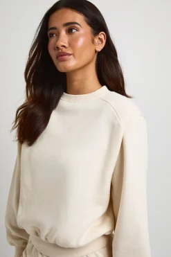Sweat-shirt Col Rond Coupe Boxy À Épaulettes
