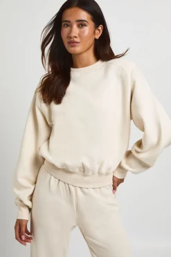 Sweat-shirt Col Rond Coupe Boxy À Épaulettes