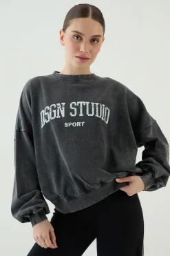 Sweat-shirt Col Rond DSGN Studio À Manches Ballon Et Imprimé Universitaire