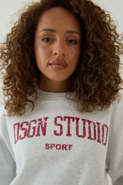 Sweat-shirt Col Rond Manches Bouffantes Imprimé Universitaire Dsgn Studio