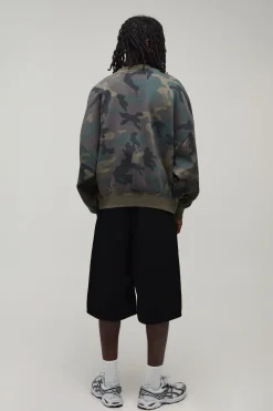 Sweat-shirt Col Rond Motif Camouflage Chauve-souris