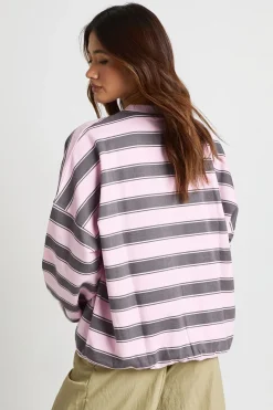 Sweat-shirt Col Rond Oversize À Rayures