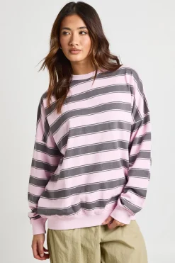 Sweat-shirt Col Rond Oversize À Rayures