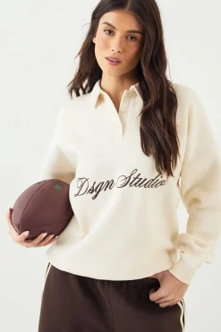 DSGN Studio Sweatshirt à Col Rugby Script<Femme Sweats À Capuche Et Sweats|Dsgn Studio