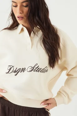 DSGN Studio Sweatshirt à Col Rugby Script<Femme Sweats À Capuche Et Sweats|Dsgn Studio
