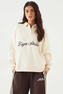DSGN Studio Sweatshirt à Col Rugby Script<Femme Sweats À Capuche Et Sweats|Dsgn Studio