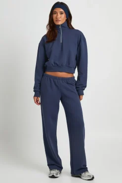 Sweat-shirt Court Demi-zippé À Envers Bouclette