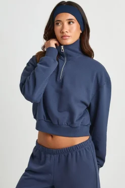 Sweat-shirt Court Demi-zippé À Envers Bouclette