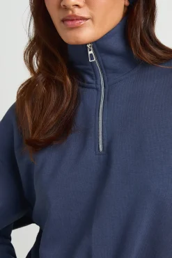 Sweat-shirt Court Demi-zippé À Envers Bouclette