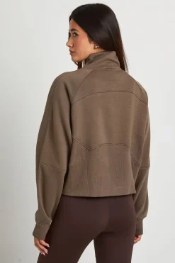 Sweat-shirt Côtelé À Demi-zip