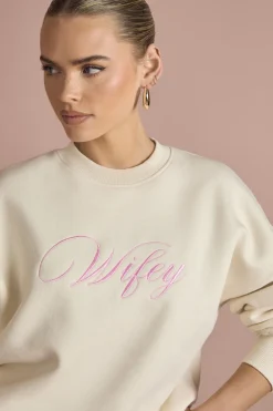 Sweatshirt de Mariée Oversize Brodé "Wifey"