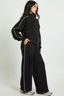 Sweat-shirt à demi-zip avec détails en piping sur survêtement
