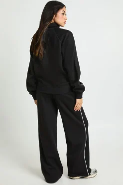 Sweat-shirt à demi-zip avec détails en piping sur survêtement