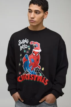 Sweatshirt de Noël Spiderman sous licence oversize