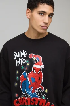 Sweatshirt de Noël Spiderman sous licence oversize