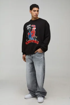 Sweatshirt de Noël Spiderman sous licence oversize