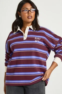 boohoo Sweat-shirt De Rugby À Rayures Plus Soho Ny<Femme Sweats À Capuche Et Sweats|Athleisure