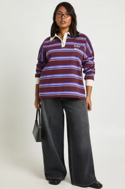 boohoo Sweat-shirt De Rugby À Rayures Plus Soho Ny<Femme Sweats À Capuche Et Sweats|Athleisure