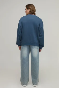 boohooMAN Sweat-shirt Délavé Ample Oversize Avec Appliqué Homme<Homme Sweats À Capuche Et Sweatshirts|Sweats À Capuche Et Sweats