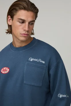 boohooMAN Sweat-shirt Délavé Ample Oversize Avec Appliqué Homme<Homme Sweats À Capuche Et Sweatshirts|Sweats À Capuche Et Sweats