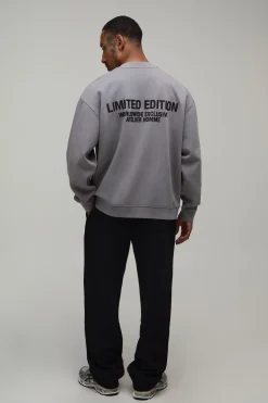 Sweat-shirt Délavé À Col Montant Et Texte En Relief Coupe Oversize Édition Limitée