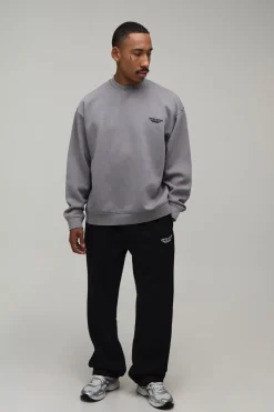 Sweat-shirt Délavé À Col Montant Et Texte En Relief Coupe Oversize Édition Limitée