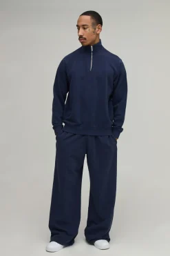 boohooMAN Sweat-shirt Délavé À Col Montant Zippé 1/4 Coupe Regular Premium 480gsm<Homme Tout Afficher|Sweats À Capuche Grande Taille