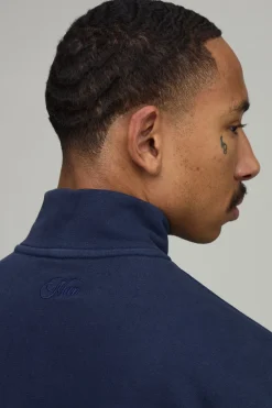 boohooMAN Sweat-shirt Délavé À Col Montant Zippé 1/4 Coupe Regular Premium 480gsm<Homme Tout Afficher|Sweats À Capuche Grande Taille