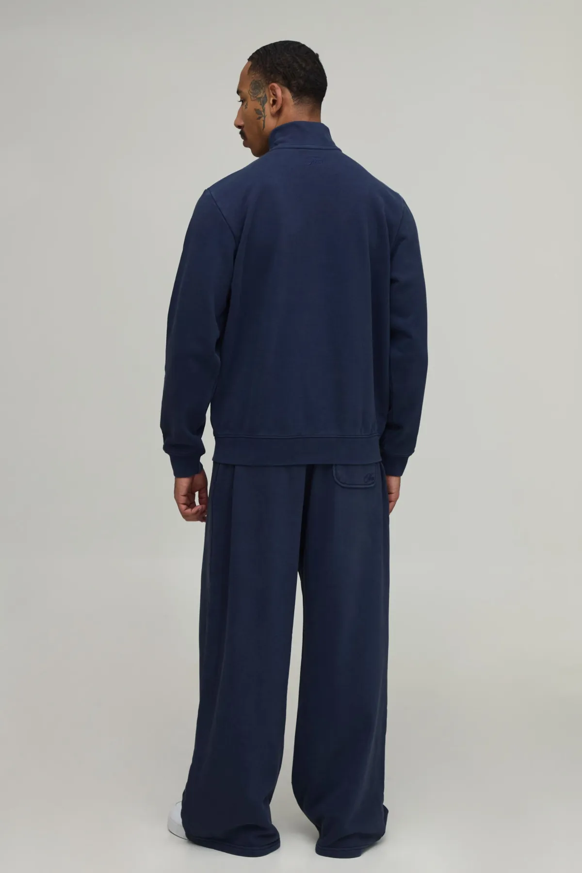 boohooMAN Sweat-shirt Délavé À Col Montant Zippé 1/4 Coupe Regular Premium 480gsm<Homme Tout Afficher|Sweats À Capuche Grande Taille