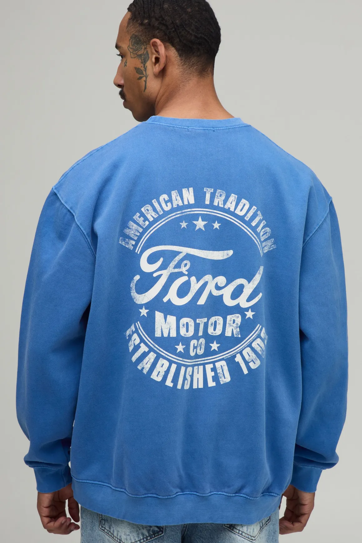 Sweat-shirt Délavé Surdimensionné Licence Ford