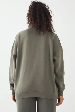 Sweat-shirt DSGN Studio Appliqué Oversize à Demi-Fermeture Éclair