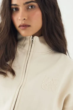 DSGN Studio Sweatshirt à Col Cheminée Zippé avec Appliqué en Tissu Assorti<Femme Sweats À Capuche Et Sweats|Dsgn Studio