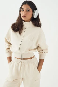 DSGN Studio Sweatshirt à Col Cheminée Zippé avec Appliqué en Tissu Assorti<Femme Sweats À Capuche Et Sweats|Dsgn Studio