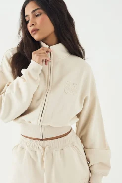 DSGN Studio Sweatshirt à Col Cheminée Zippé avec Appliqué en Tissu Assorti<Femme Sweats À Capuche Et Sweats|Dsgn Studio