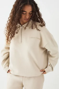 Sweatshirt DSGN Studio à Col et Demi-Fermeture Éclair avec Détails Gauffrés