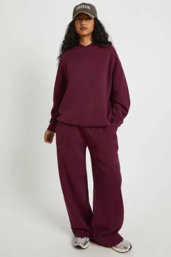 Sweat-shirt à détail au col, survêtement à jambes larges, survêtement