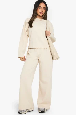 boohoo Sweat-shirt en interlock à la taille cintrée<Femme Sweats À Capuche Et Sweats|Sweats À Capuche Et Sweatshirts