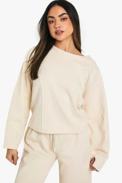 boohoo Sweat-shirt en interlock à la taille cintrée<Femme Sweats À Capuche Et Sweats|Sweats À Capuche Et Sweatshirts