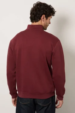 Sweatshirt En Jersey Bordeaux Avec Demi-zip