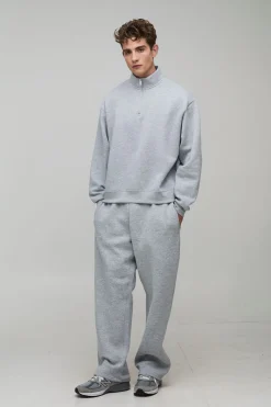 Sweat-shirt Essentiel Col Montant À Fermeture Éclair Quart Surdimensionné Coupe Boxy