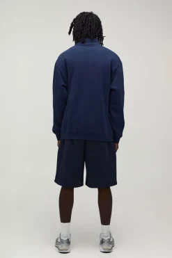 Sweatshirt Essentiel Surdimensionné Col Montant Avec Zip Quart