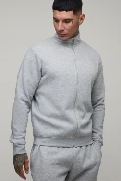 Sweat-shirt Grand Col Montant Avec Fermeture Éclair Intégrale Et Pantalon De Jogging Coupe Droite