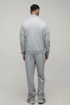 Sweat-shirt Grand Col Montant Avec Fermeture Éclair Intégrale Et Pantalon De Jogging Coupe Droite