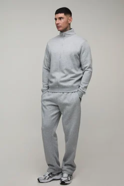 Sweat-shirt Grand Col Montant Avec Fermeture Éclair Intégrale Et Pantalon De Jogging Coupe Droite