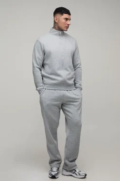 Sweat-shirt Grand Col Montant Avec Fermeture Éclair Intégrale Et Pantalon De Jogging Coupe Droite